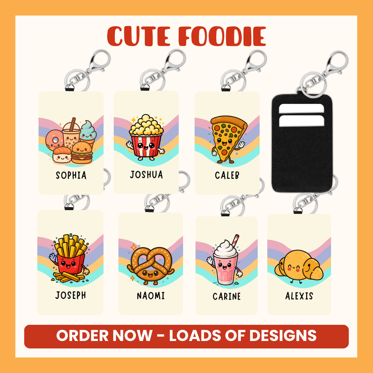 Cute Foodie Keychain Card Holders