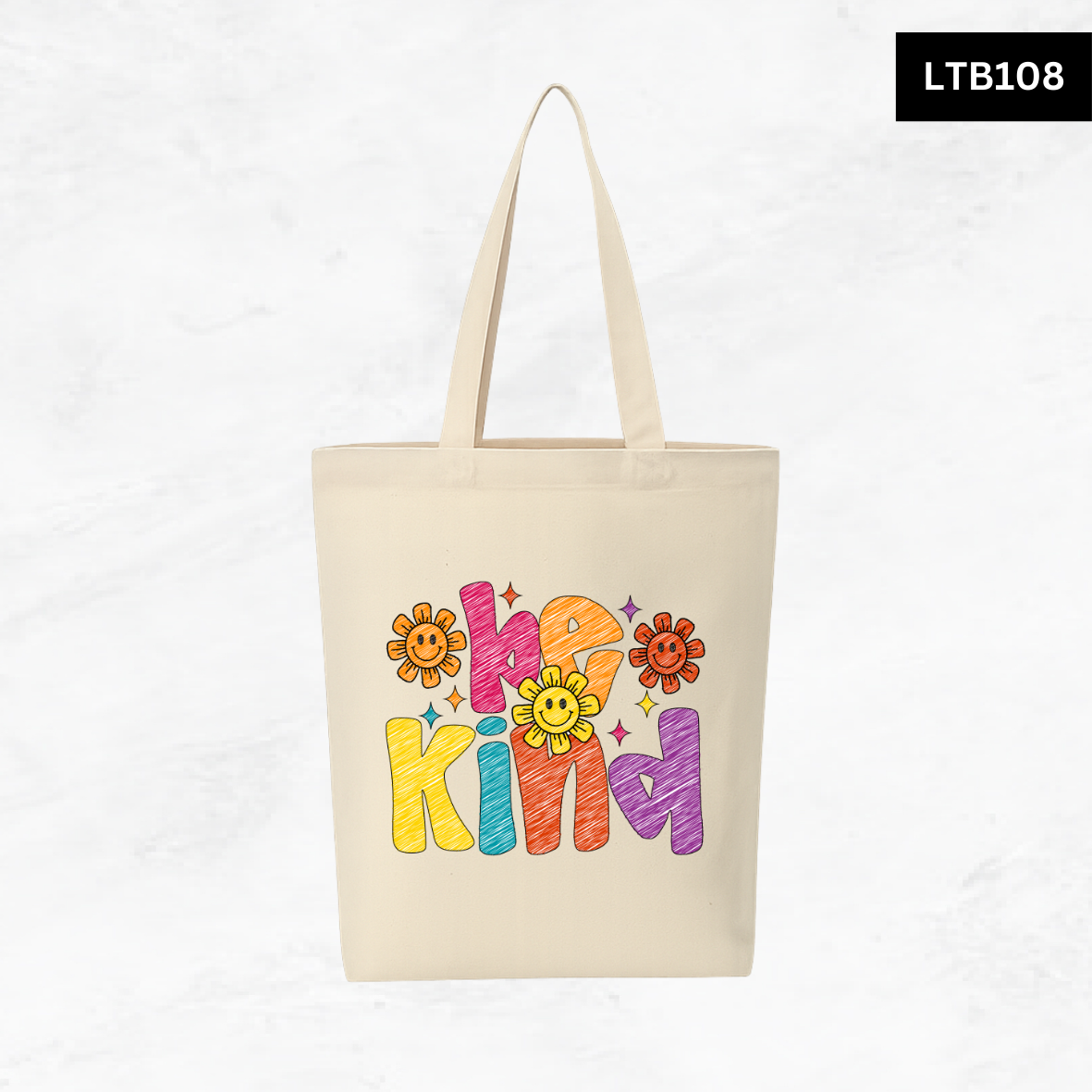 Canvas A4 Tote Bag - Smiley Good Vibes
