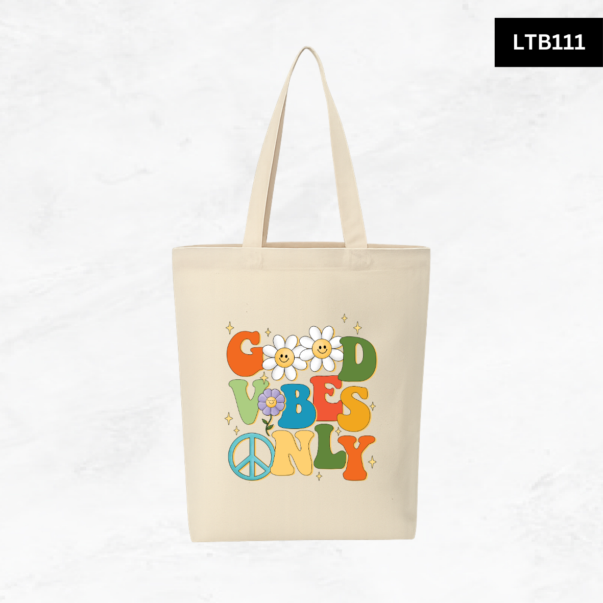 Canvas A4 Tote Bag - Smiley Good Vibes