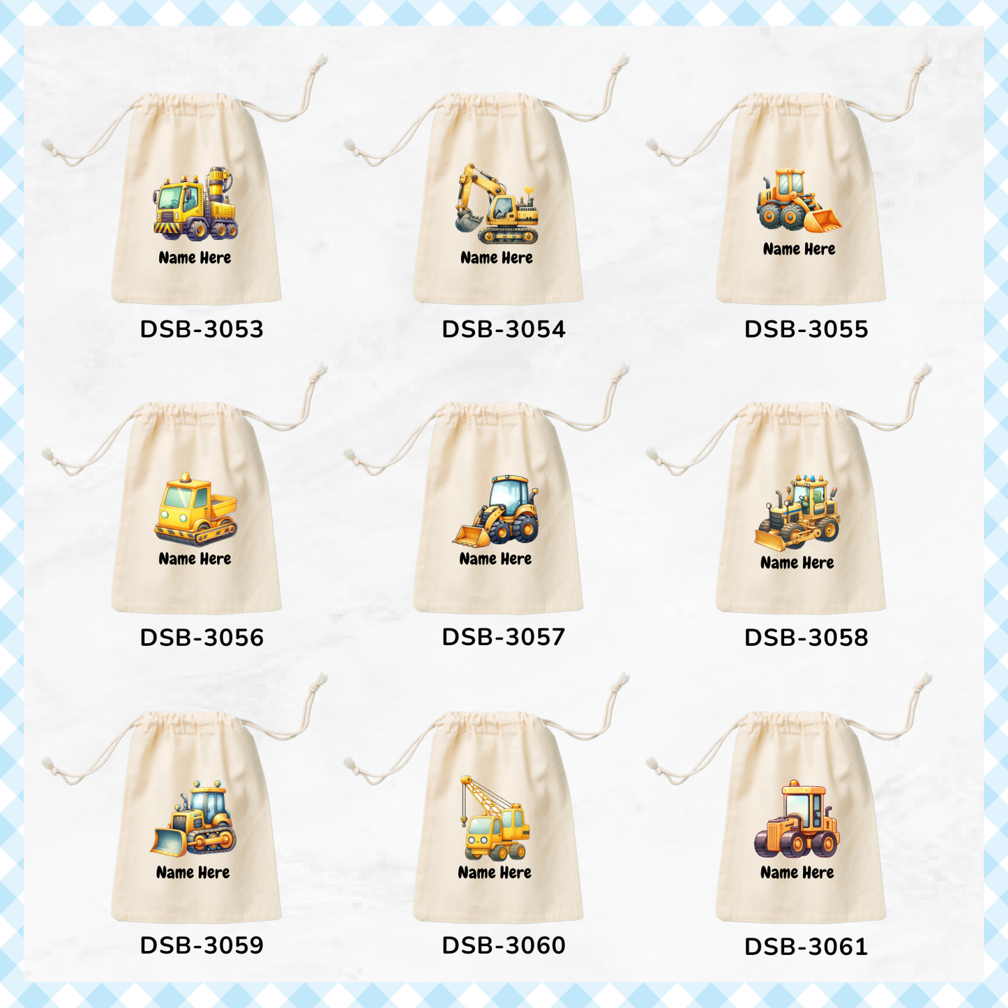 Construction Trucks Custom Favor Bags