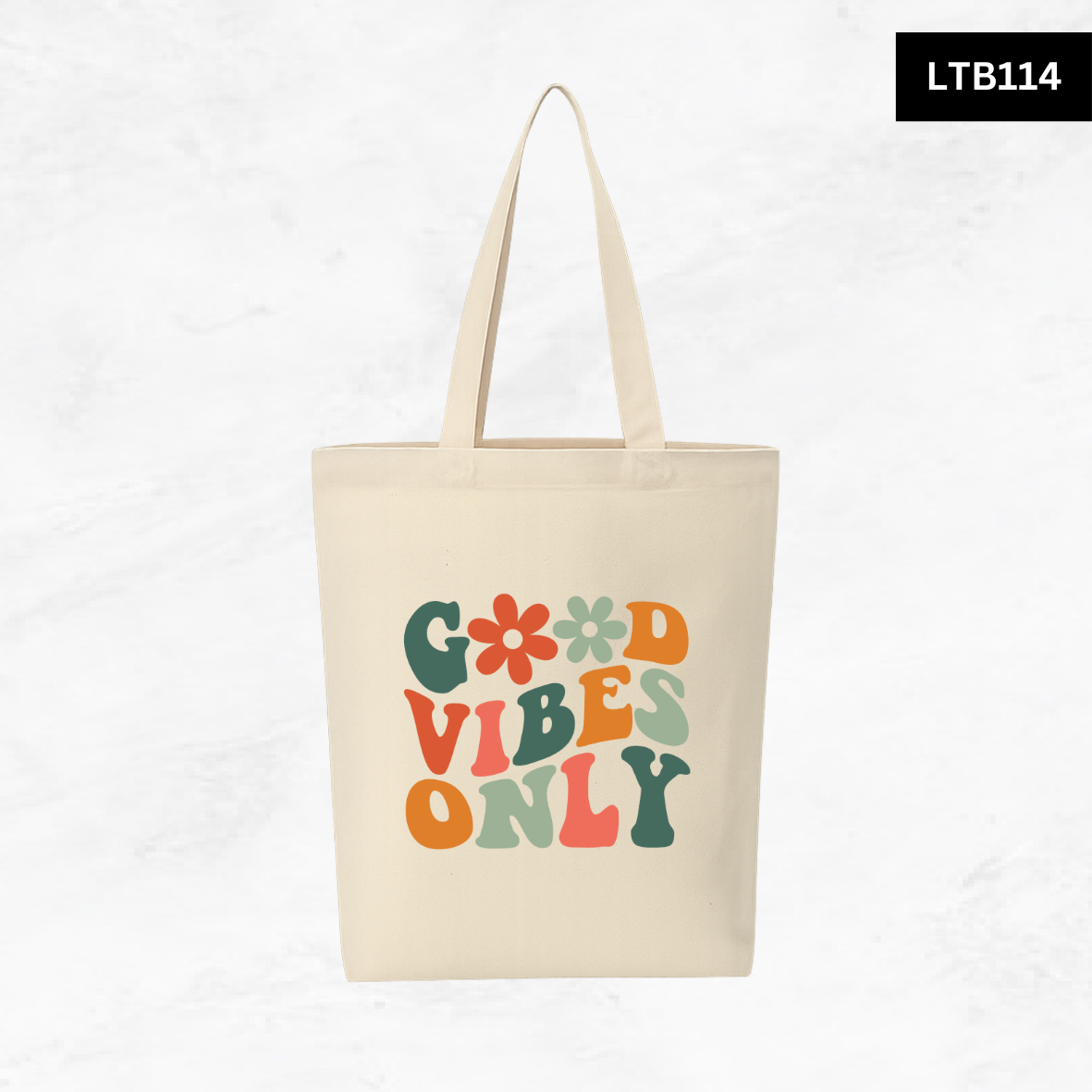 Canvas A4 Tote Bag - Smiley Good Vibes