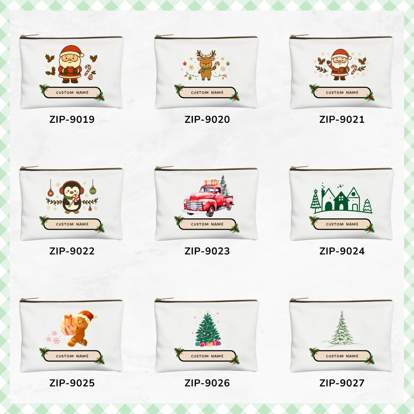 Custom Christmas Zipper Canvas Pouches | Name | Graduation | Appreciation | Farewell | Thank you