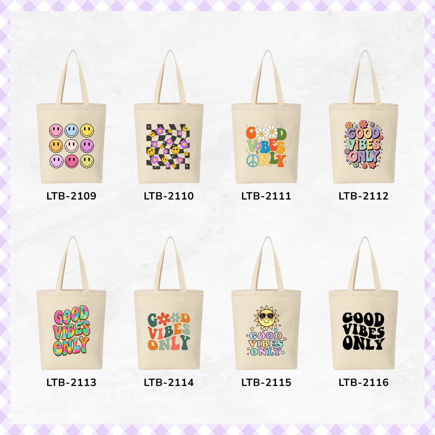 Canvas A4 Tote Bag - Smiley Good Vibes