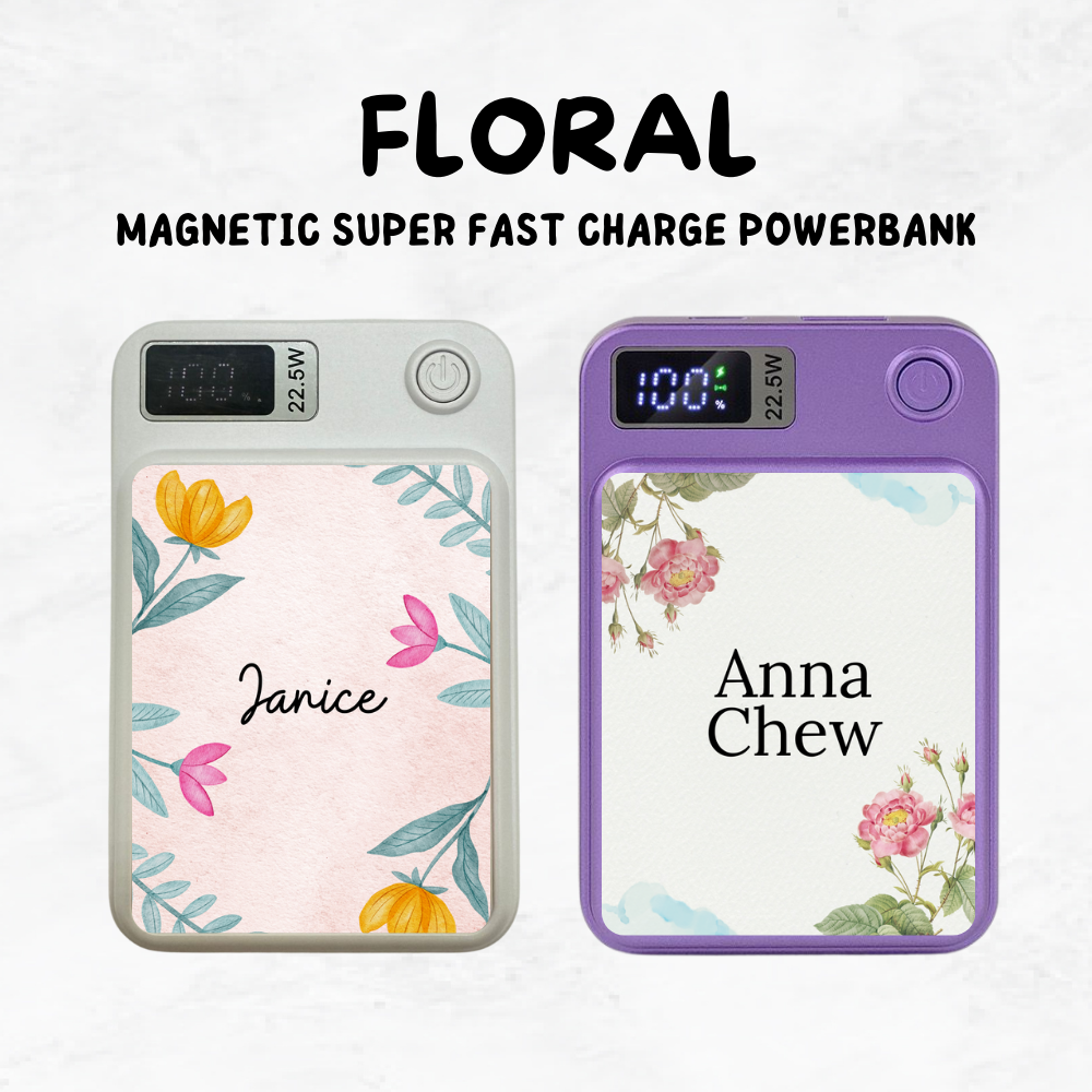 Magnetic SUPER FAST Charge Powerbank - Floral