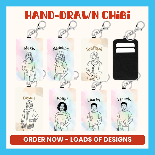 Hand-Drawn Chibi Keychain Card Holders