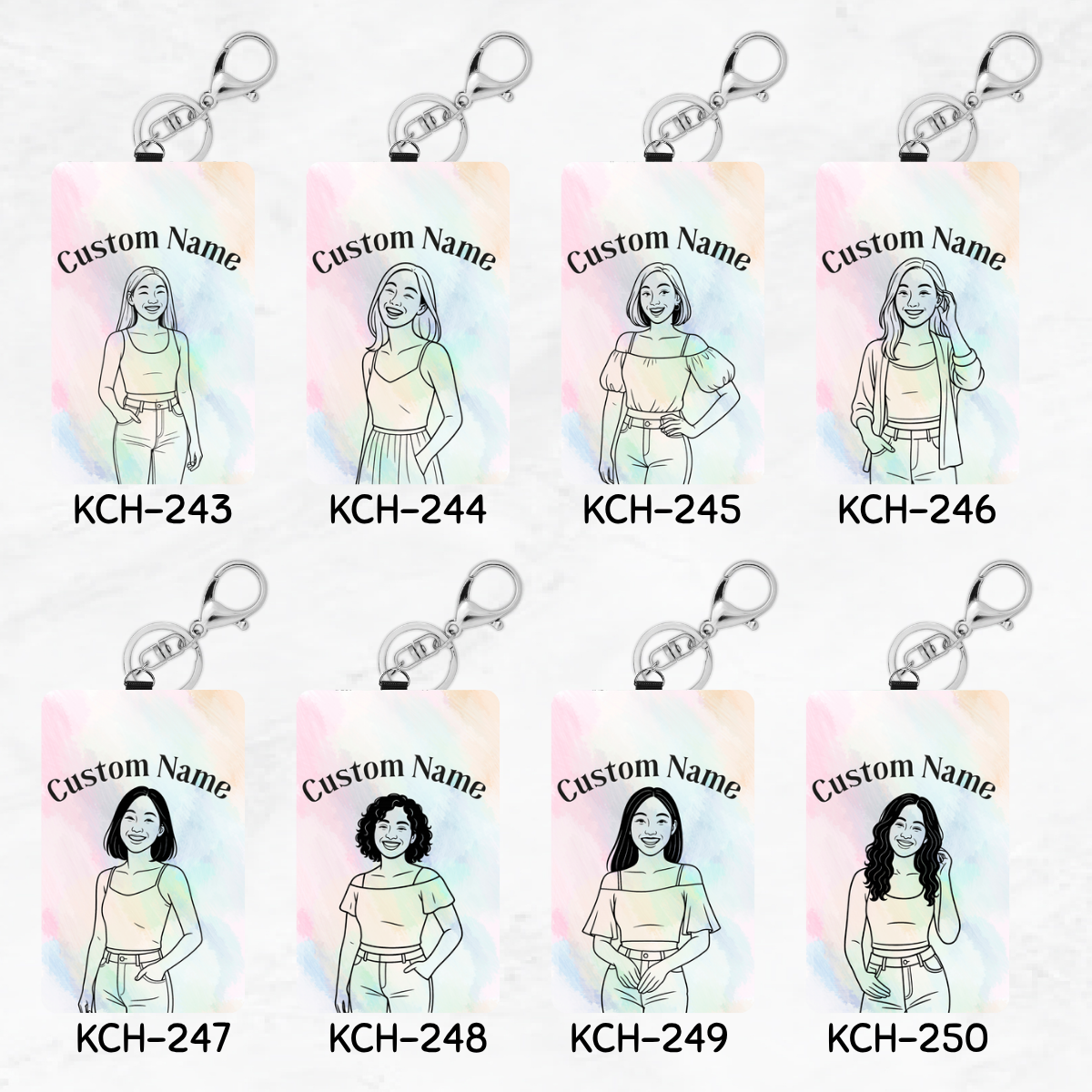 Hand-Drawn Chibi Keychain Card Holders