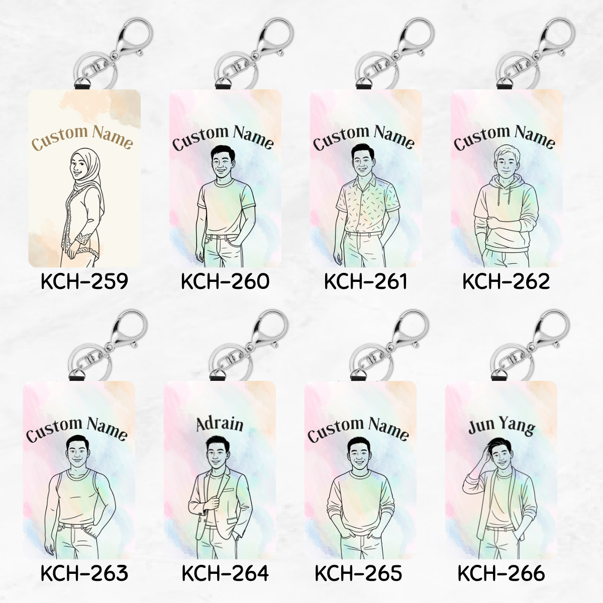 Hand-Drawn Chibi Keychain Card Holders