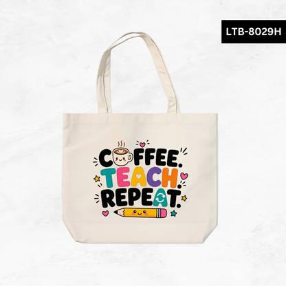 Horizontal Canvas Tote Bag - Teacher Vibes