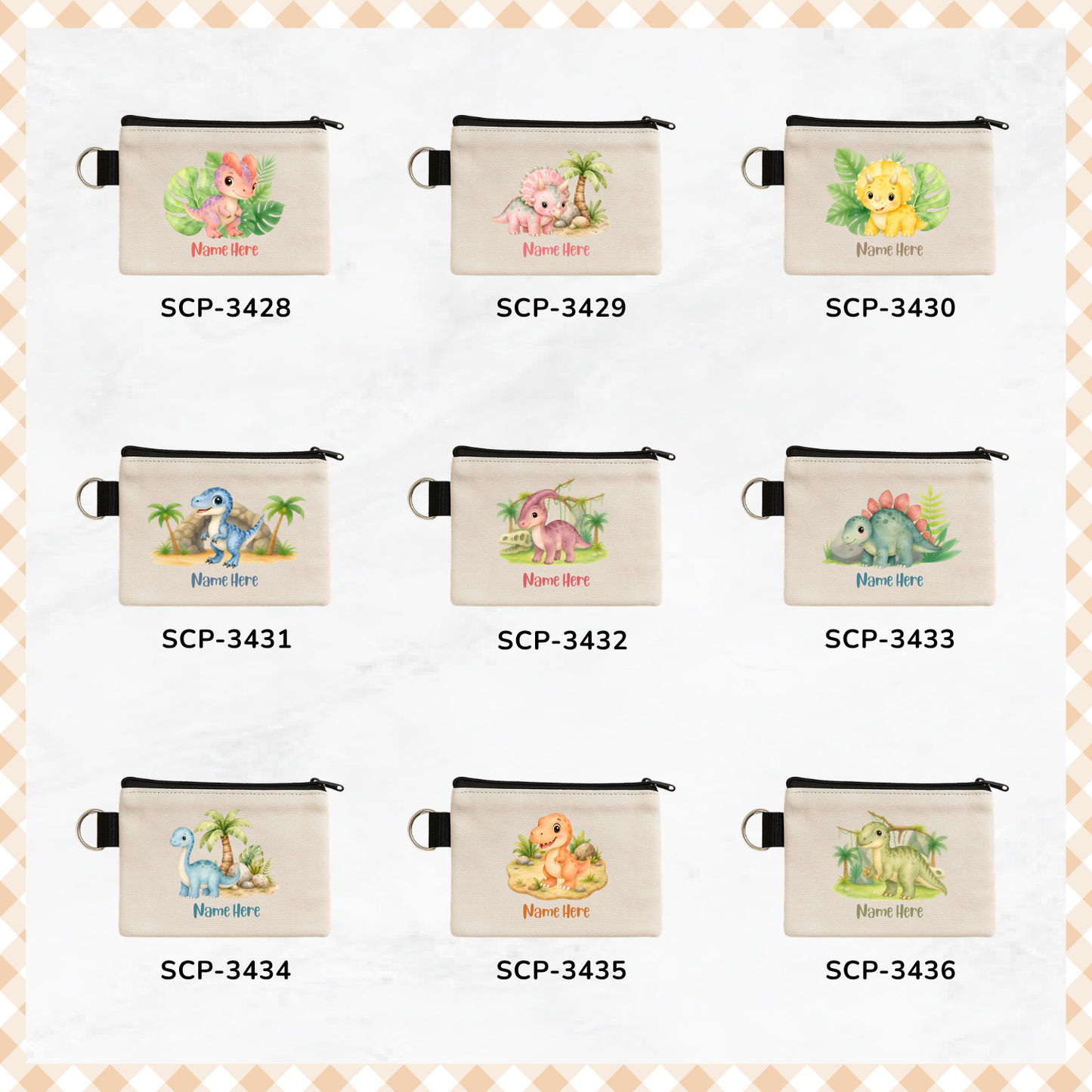Tropical Dino - Keyring Coin Purse