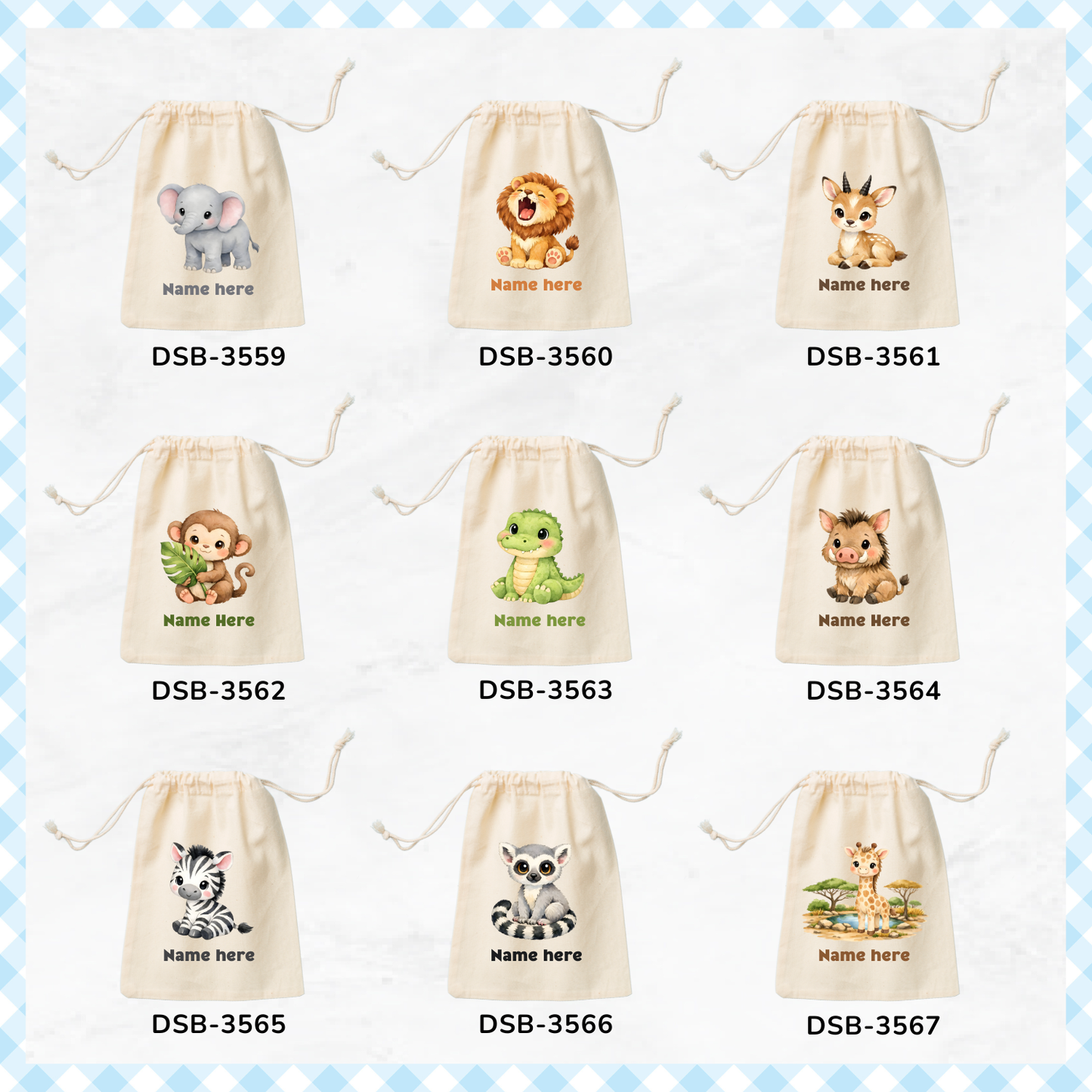 Safari Animals Custom Favor Bags