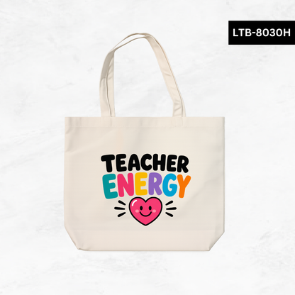 Horizontal Canvas Tote Bag - Teacher Vibes