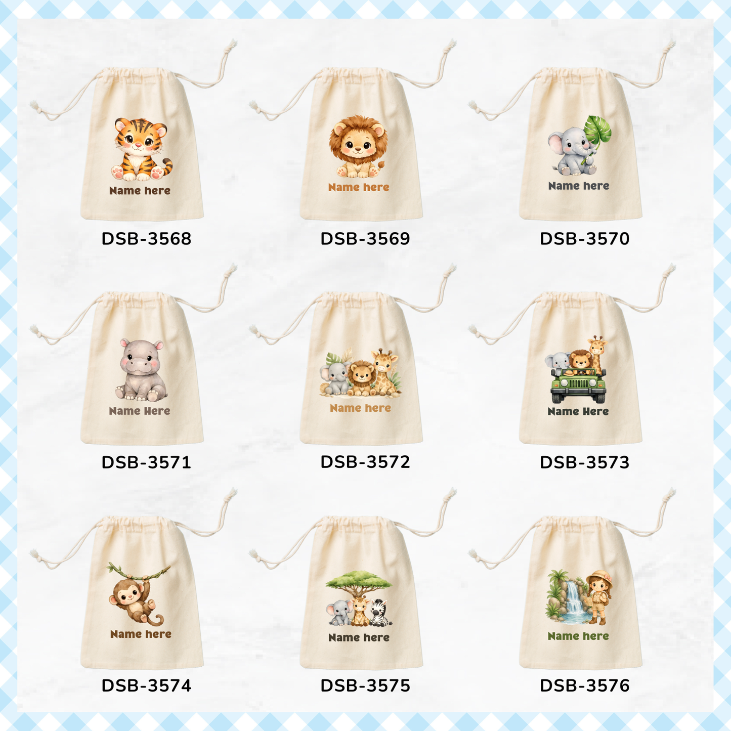 Safari Animals Custom Favor Bags
