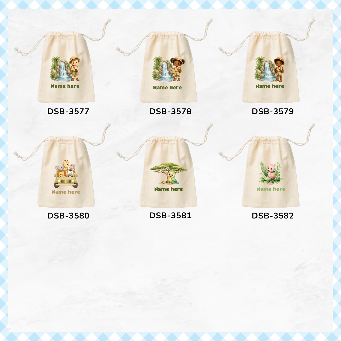 Safari Animals Custom Favor Bags
