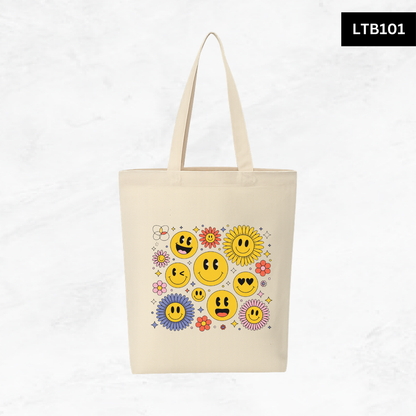 Canvas A4 Tote Bag - Smiley Good Vibes