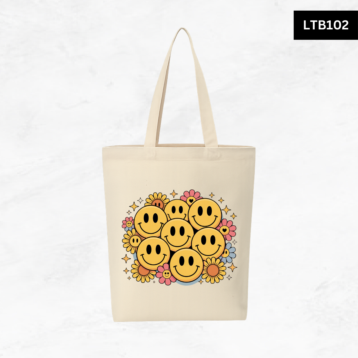 Canvas A4 Tote Bag - Smiley Good Vibes