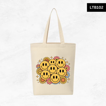 Canvas A4 Tote Bag - Smiley Good Vibes