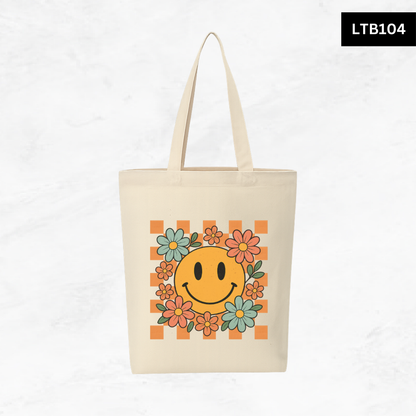 Canvas A4 Tote Bag - Smiley Good Vibes
