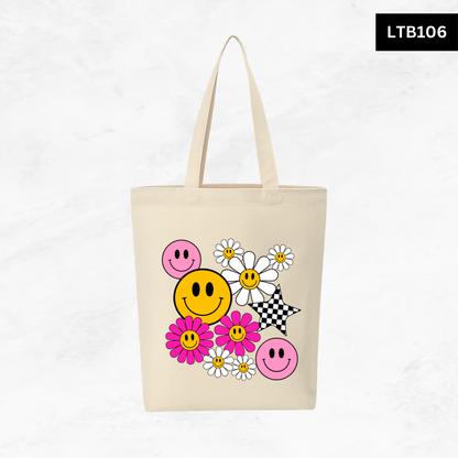 Canvas A4 Tote Bag - Smiley Good Vibes