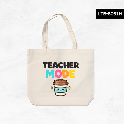 Horizontal Canvas Tote Bag - Teacher Vibes