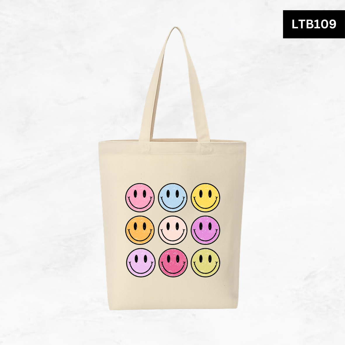 Canvas A4 Tote Bag - Smiley Good Vibes