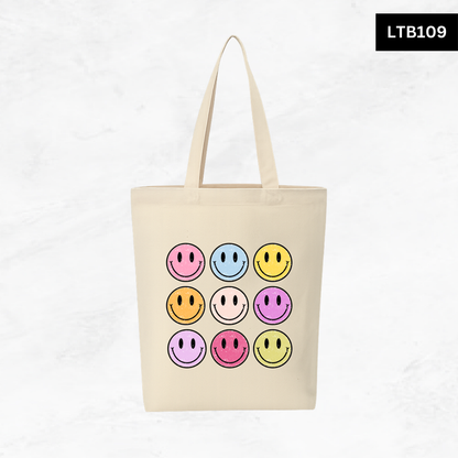 Canvas A4 Tote Bag - Smiley Good Vibes