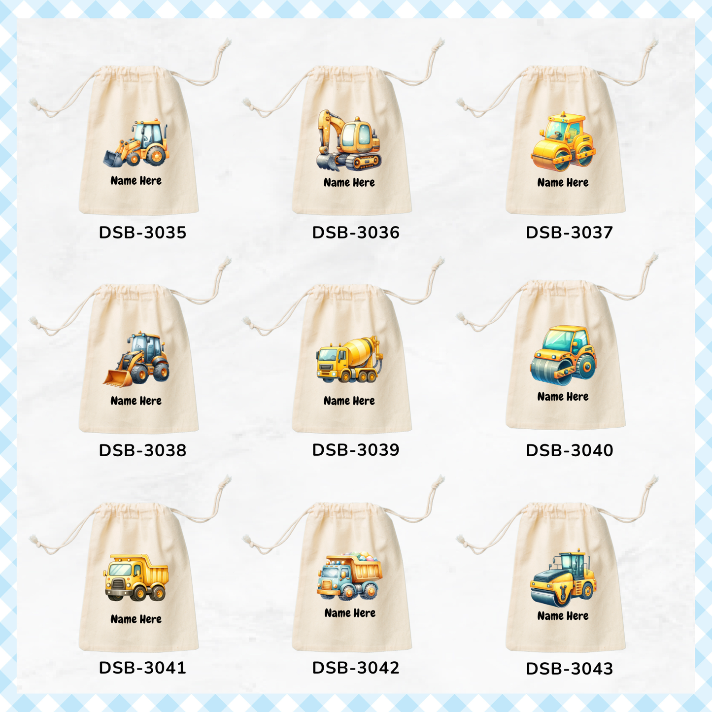 Construction Trucks Custom Favor Bags