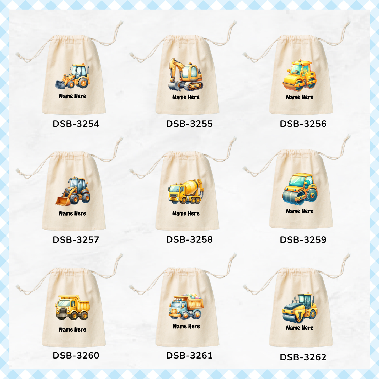 Construction Trucks Custom Favor Bags
