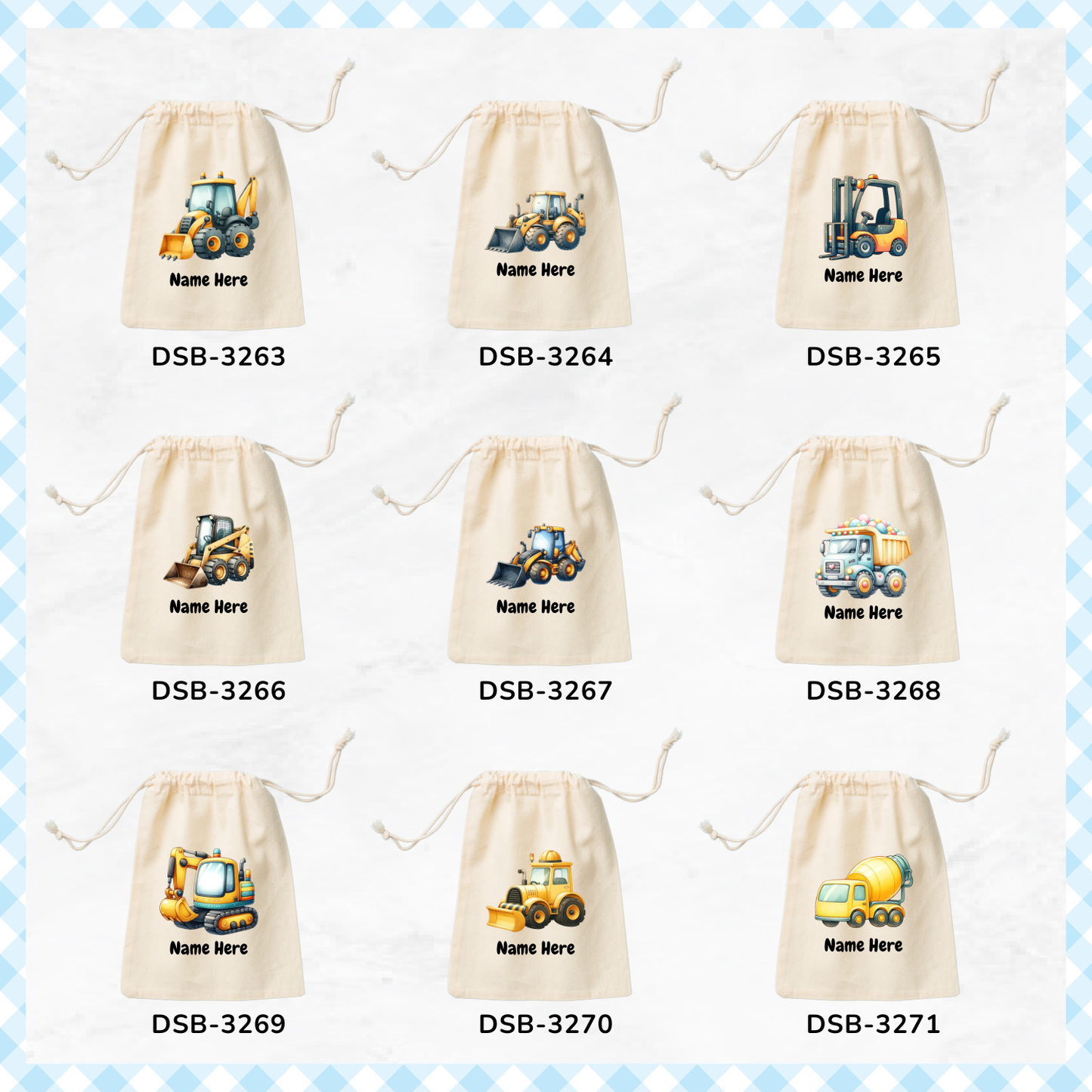 Construction Trucks Custom Favor Bags