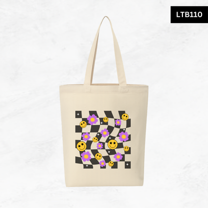 Canvas A4 Tote Bag - Smiley Good Vibes