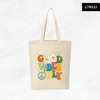 Canvas A4 Tote Bag - Smiley Good Vibes