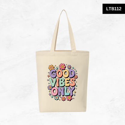 Canvas A4 Tote Bag - Smiley Good Vibes