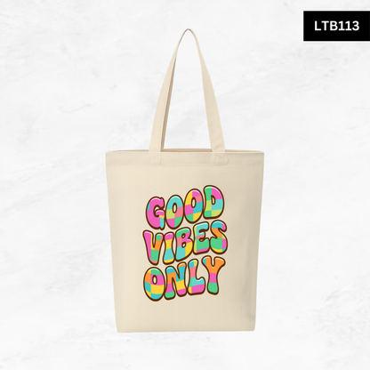 Canvas A4 Tote Bag - Smiley Good Vibes