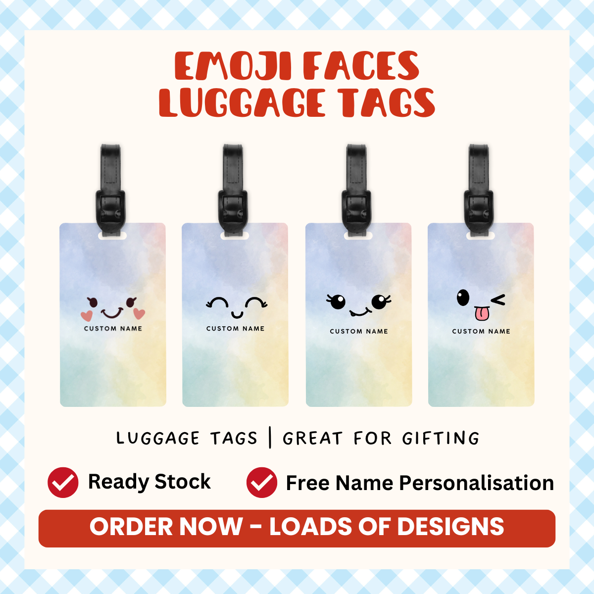 Emoji Faces Luggage Tag