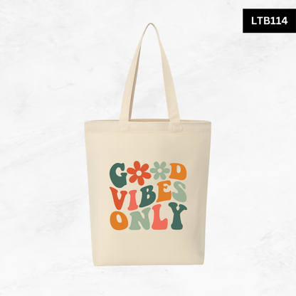 Canvas A4 Tote Bag - Smiley Good Vibes