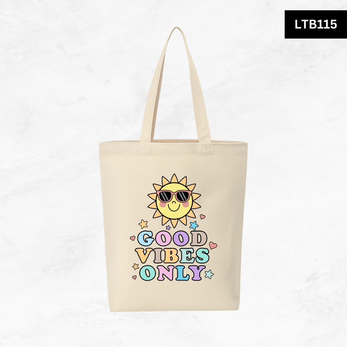 Canvas A4 Tote Bag - Smiley Good Vibes