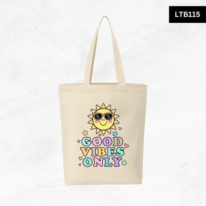 Canvas A4 Tote Bag - Smiley Good Vibes