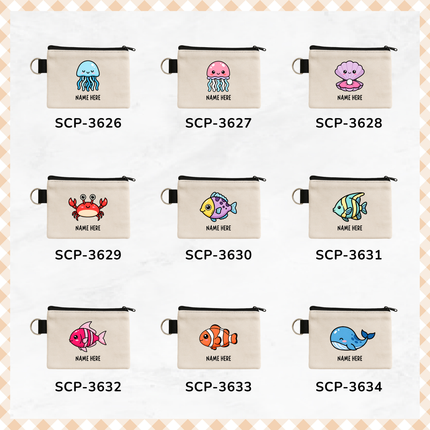 Cute Under Sea Animals - Keyring Coin Purse
