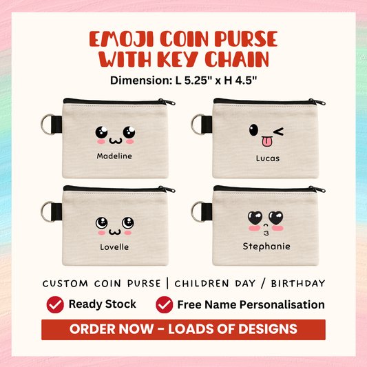 Custom Keyring Coin Purse - Emoji Faces