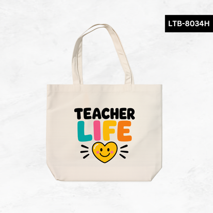 Horizontal Canvas Tote Bag - Teacher Vibes