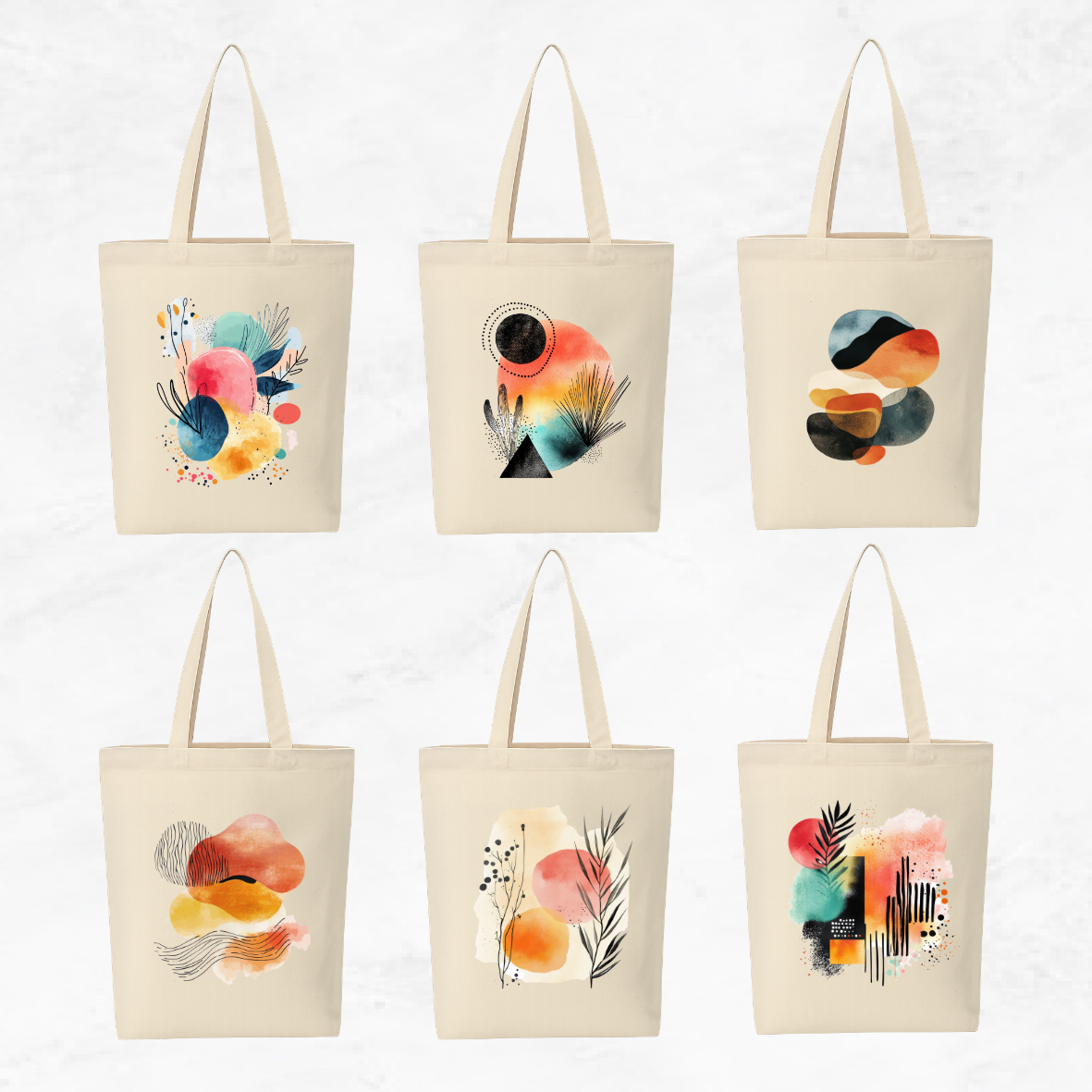 Canvas A4 Tote Bag - Abstract Shapes