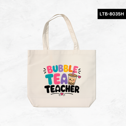 Horizontal Canvas Tote Bag - Teacher Vibes
