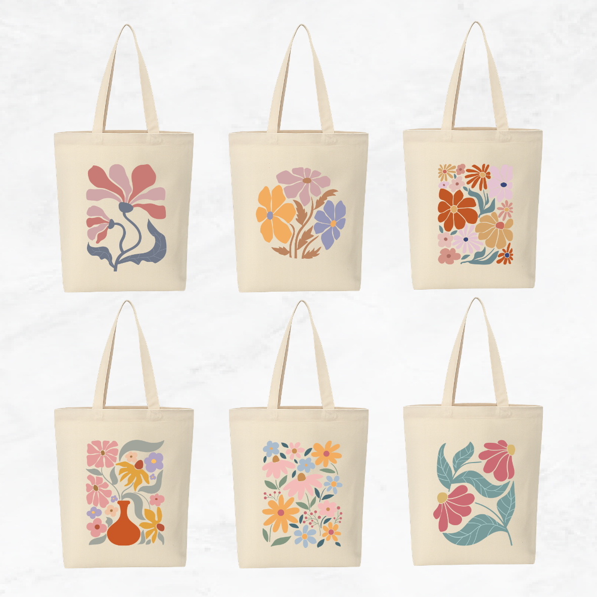 Canvas A4 Tote Bag - Floral Designs