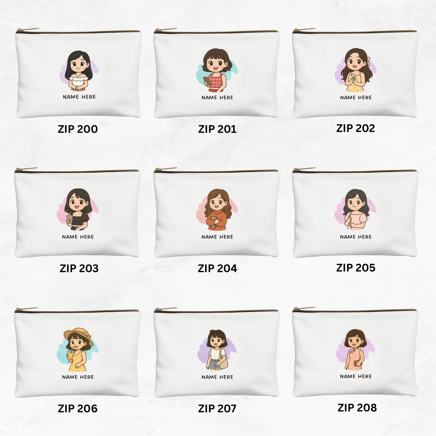 Custom Chibi Zipper Pouch
