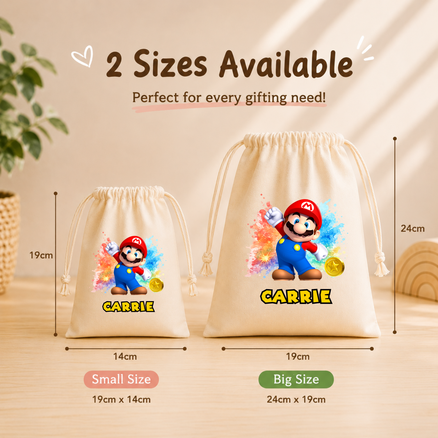 Super Mario Custom Favor Bags
