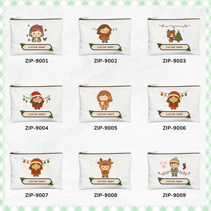 Custom Christmas Zipper Canvas Pouches | Name | Graduation | Appreciation | Farewell | Thank you