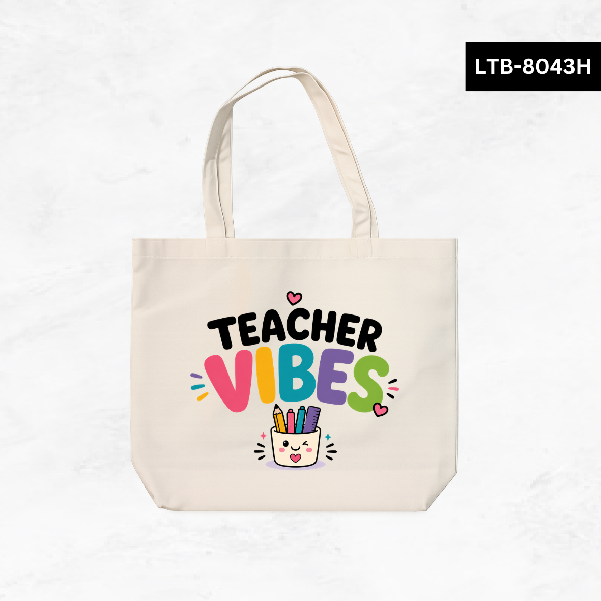 Horizontal Canvas Tote Bag - Teacher Vibes