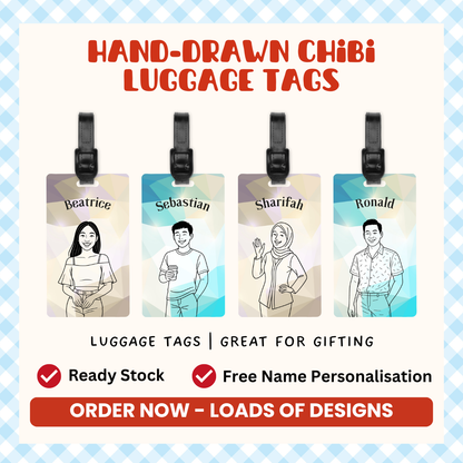 Hand Drawn Chibi Luggage Tags