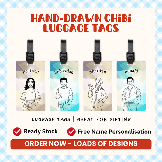Hand Drawn Chibi Luggage Tags
