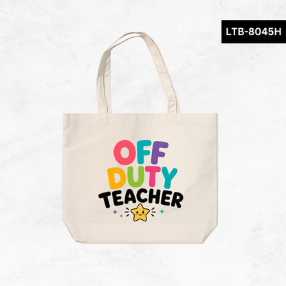 Horizontal Canvas Tote Bag - Teacher Vibes
