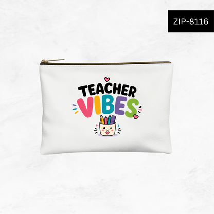 Teacher Vibes Fuel Custom Zipper Pouch